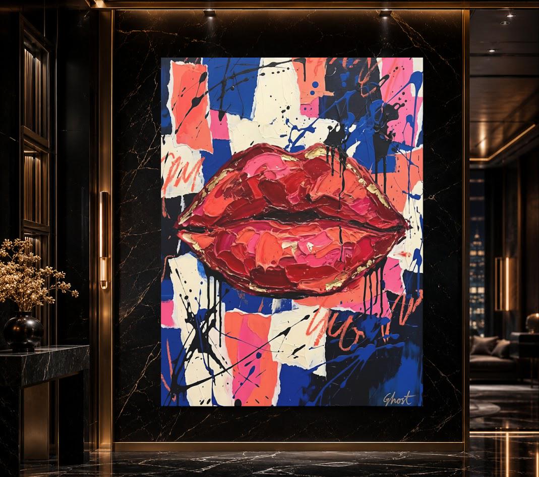 Red Lips Wall Art | Graffiti Pop Art Canvas Print | Beauty Salon Decor — Poster wall art