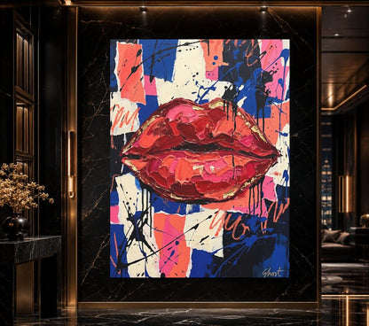 Red Lips Wall Art | Graffiti Pop Art Canvas Print | Beauty Salon Decor — Poster wall art