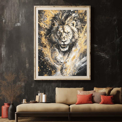 Roaring Lion Wall Art, Bold Safari Art, Zoo Animal Canvas or Poster Print — Canvas wall art