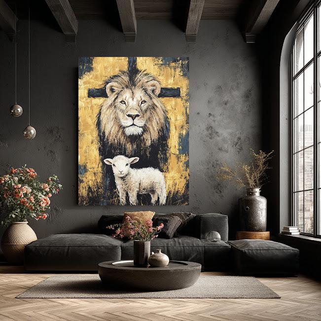 Lion of Judah Art | Christian Scripture Wall Print | Bible Verse Decor | Religious Painting | Jesus Art Wall Hanging | Lion &