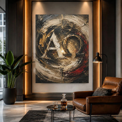 Alpha Omega Wall Art | Christian Canvas Print | Faith Abstract Decor — Framed Print wall art