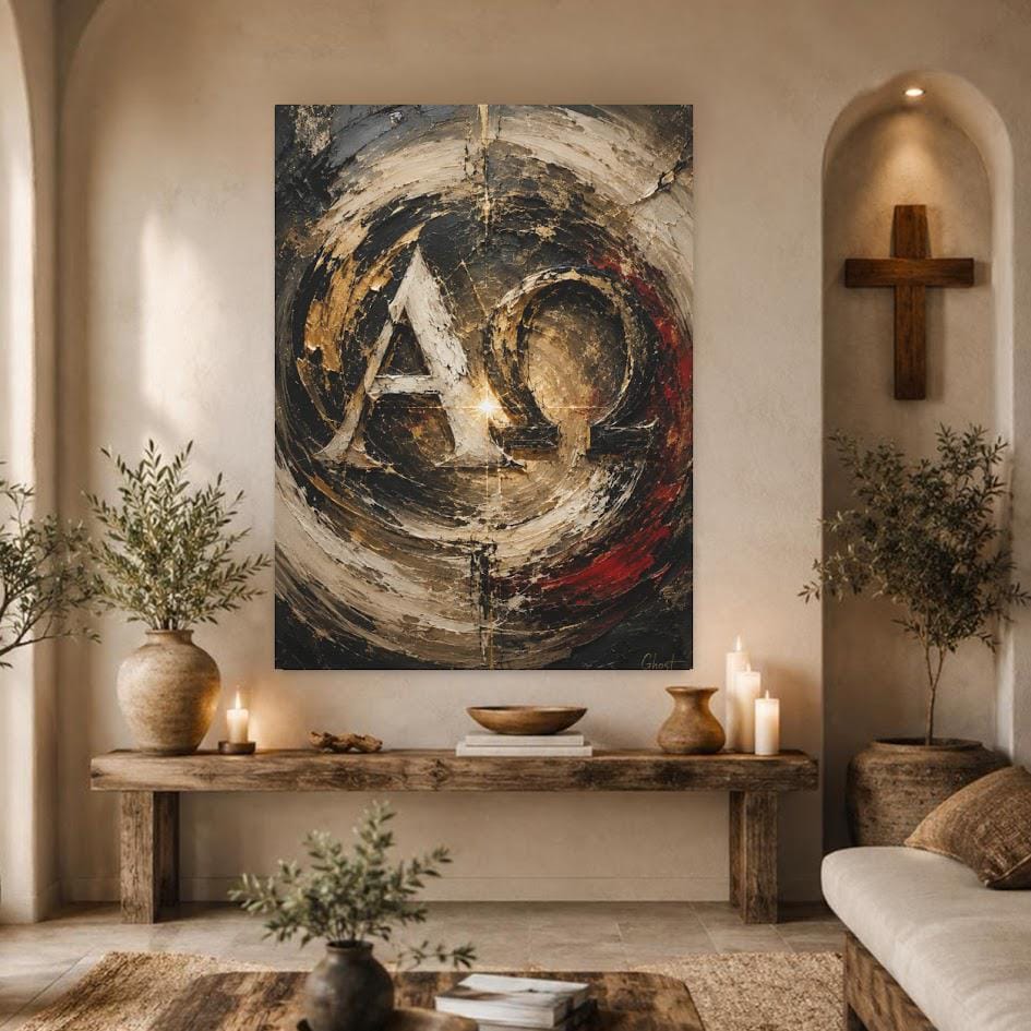 Alpha Omega Wall Art | Christian Canvas Print | Faith Abstract Decor — Framed Print wall art