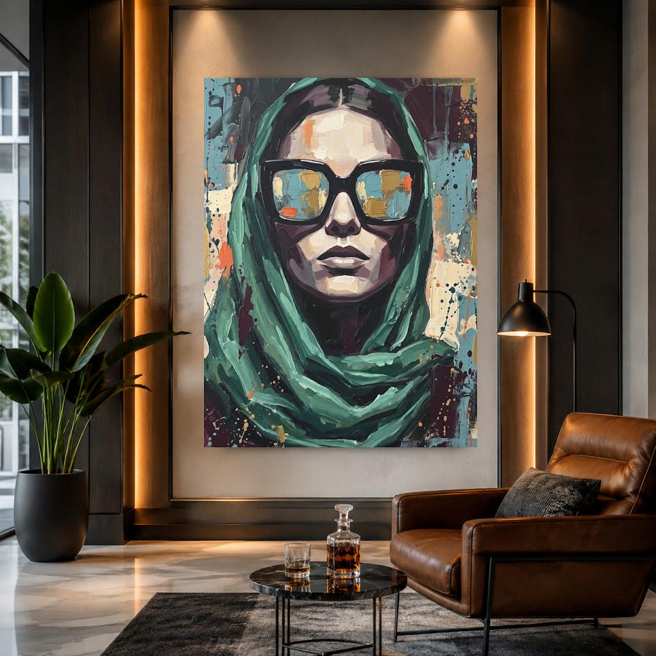 Fashion Woman Wall Art | Sunglasses Canvas Print | Glam Room Decor — Framed Print wall art