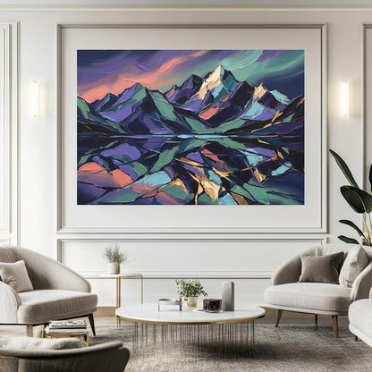 Mountain Wall Art | Colorful Landscape Canvas Print | Cabin Wall Decor — Framed Print wall art