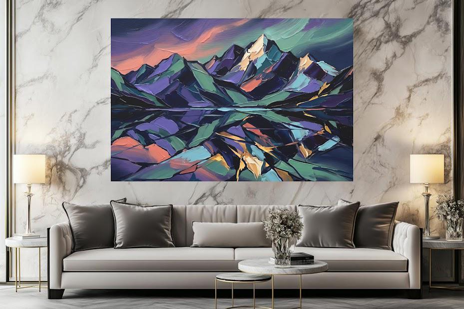 Mountain Wall Art | Colorful Landscape Canvas Print | Cabin Wall Decor — Framed Print wall art