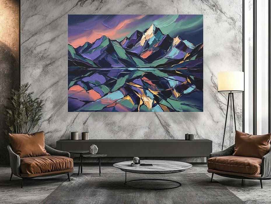 Mountain Wall Art | Colorful Landscape Canvas Print | Cabin Wall Decor — Framed Print wall art
