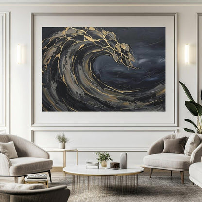 Ocean Wave Wall Art, | Abstract Coastal Wall Art | Moody Beach House Decor — Framed Print wall art