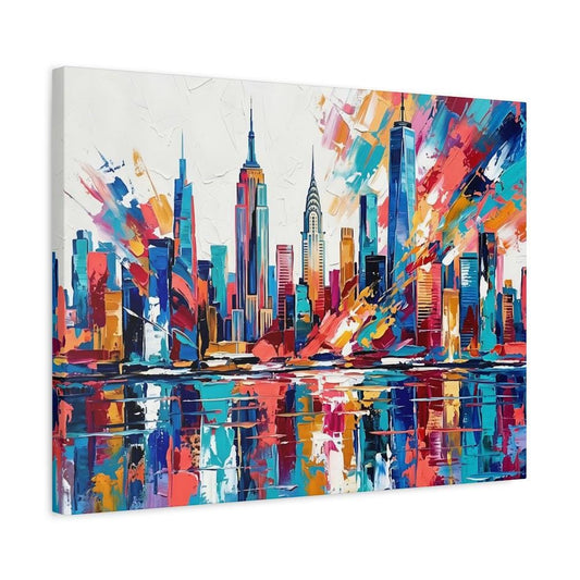New York City Skyline Canvas Wall Art, Colorful Abstract Cityscape Print for Modern Office or Apartment — Canvas wall art