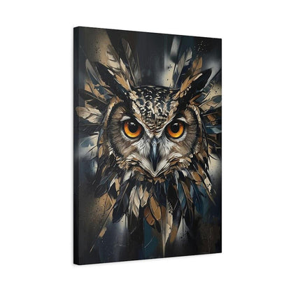 Dark Moody Owl Canvas Wall Art, Abstract Night Bird Print for Dark Academia Decor or Executive Office — Canvas wall art