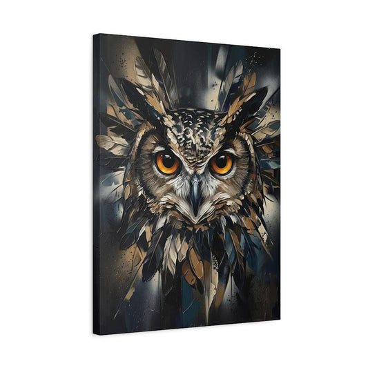 Dark Moody Owl Canvas Wall Art, Abstract Night Bird Print for Dark Academia Decor or Executive Office — Canvas wall art