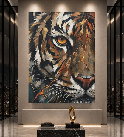 Tiger Canvas Wall Art, Abstract Predator Face Print for Executive Office or Man Cave — Poster wall art
