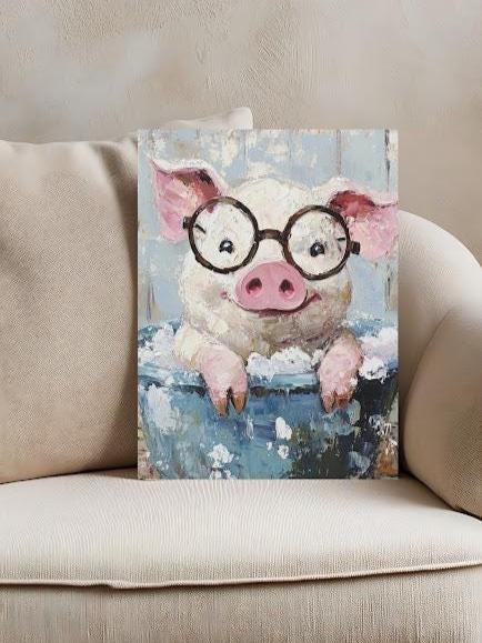 Pig in Bathtub Art | Farmhouse Animal Canvas or Poster — Poster wall art