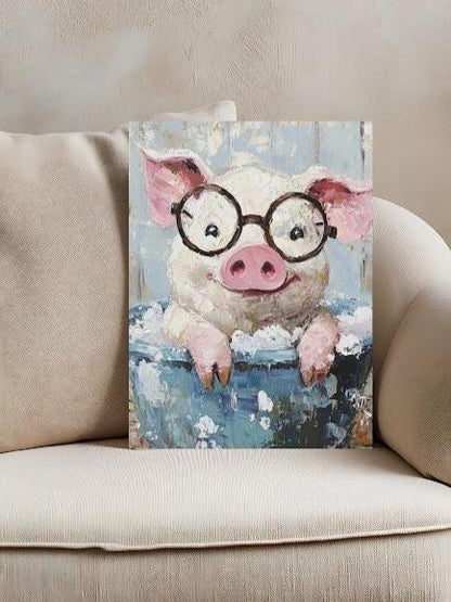 Pig in Bathtub Art | Farmhouse Animal Canvas or Poster — Poster wall art