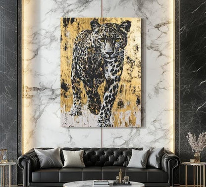 Leopard Canvas Art | Bold Gold Animal Print, Jungle Decor — Poster wall art