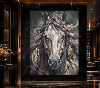 White Horse Wall Art | Equestrian Canvas Print | Rustic Ranch House Decor — Canvas wall art
