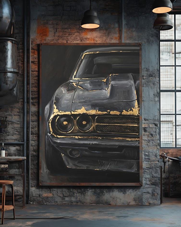 Classic Car Wall Art | Muscle Car Canvas Print | Garage Decor — Framed Print wall art