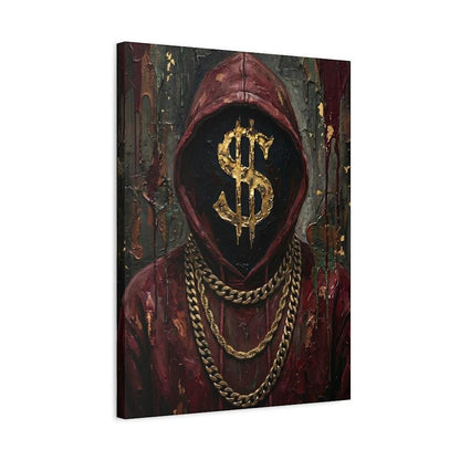 Hustle Culture Canvas Wall Art, Dark Moody Gold Dollar Sign Print for Entrepreneur Office or Luxury Man Cave — Canvas wall