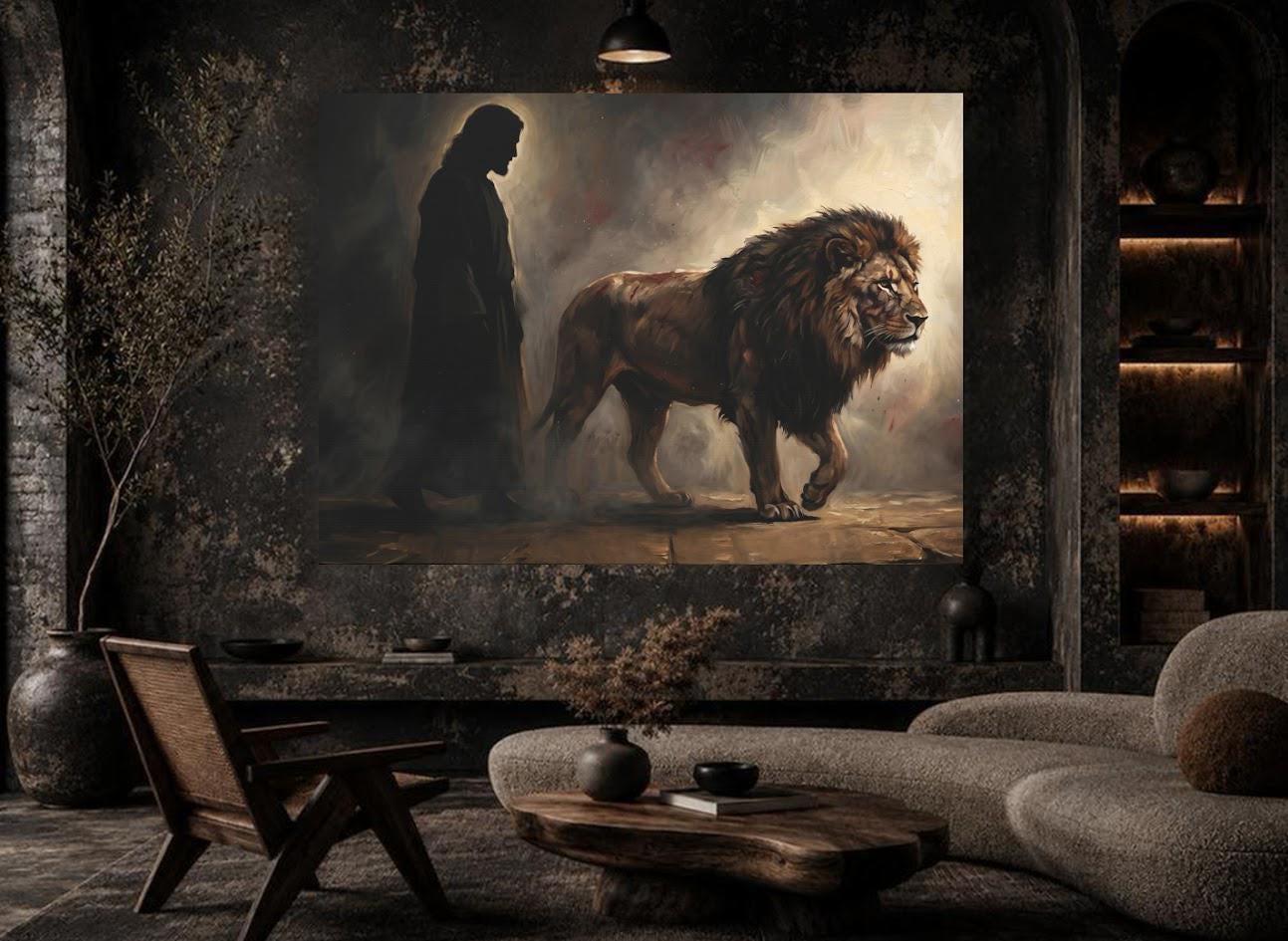 Lion of Judah Wall Art | Jesus Christ Canvas Print | Religious Christian Decor — Framed Print wall art