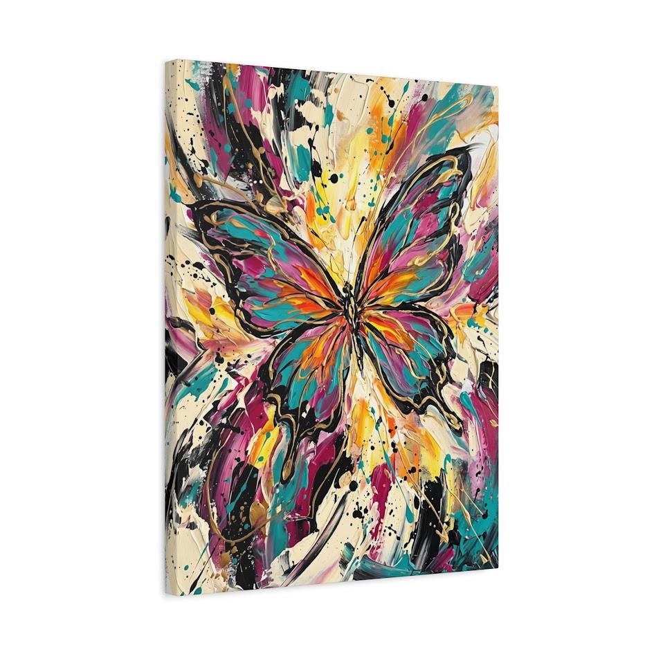 Abstract Butterfly Canvas Wall Art, Colorful Impasto Print for Maximalist Living Room — Canvas wall art