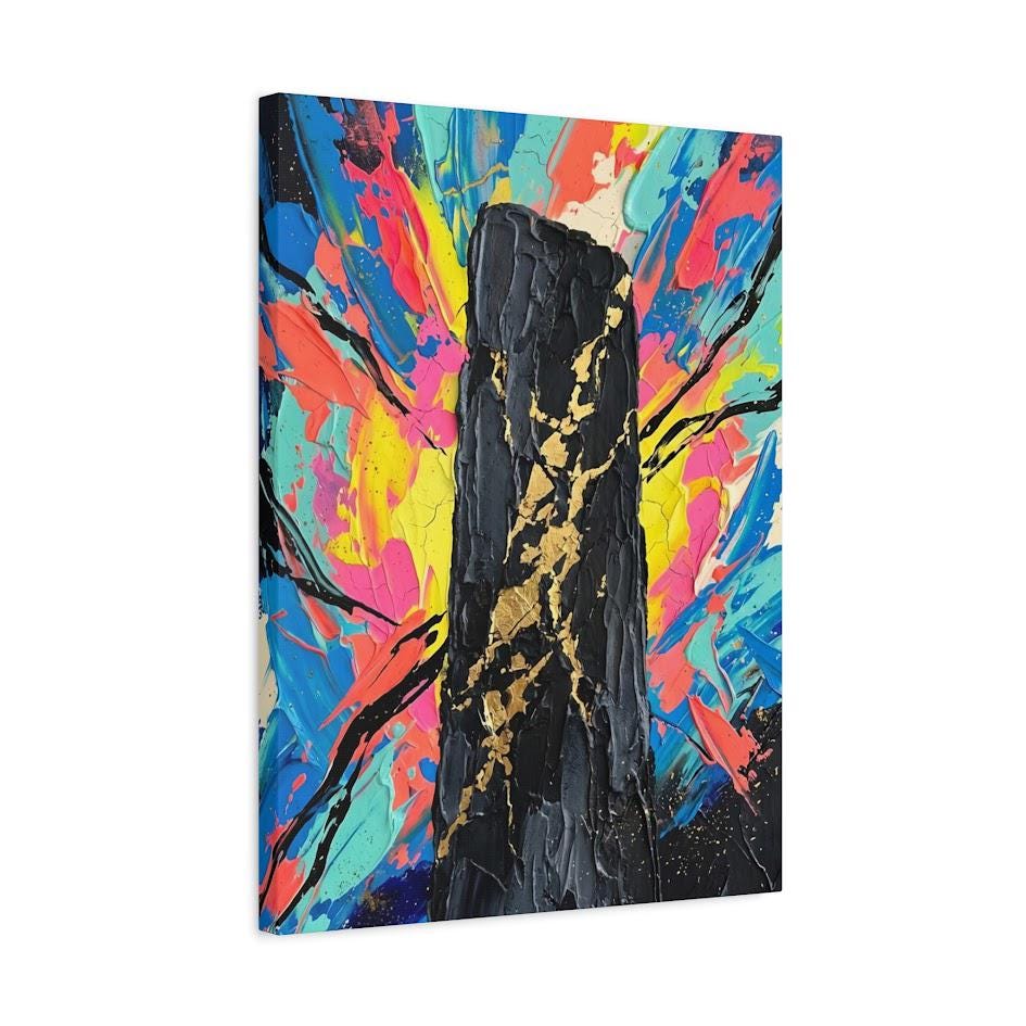 Colorful Abstract Wall Art | Black Gold Canvas Print | Modern Office Decor — Canvas wall art