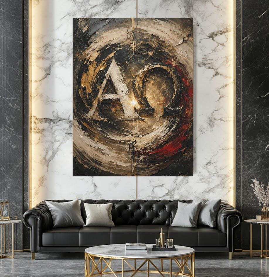 Alpha Omega Wall Art | Christian Canvas Print | Faith Abstract Decor — Framed Print wall art