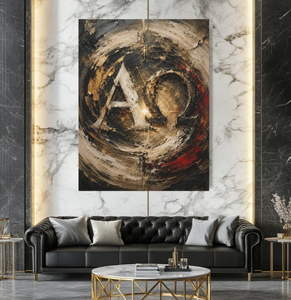 Alpha Omega Wall Art | Christian Canvas Print | Faith Abstract Decor — Framed Print wall art