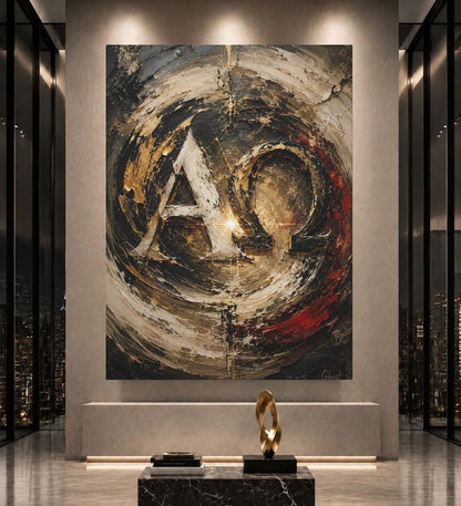 Alpha Omega Wall Art | Christian Canvas Print | Faith Abstract Decor — Framed Print wall art