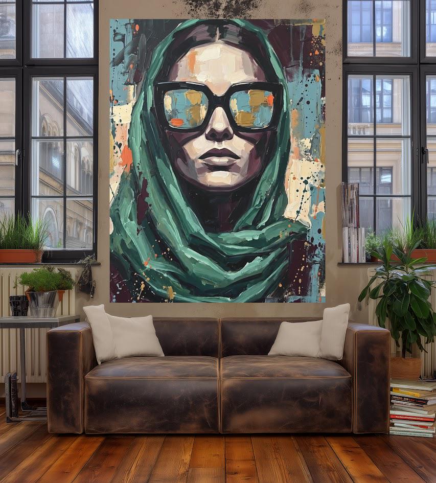 Fashion Woman Wall Art | Sunglasses Canvas Print | Glam Room Decor — Framed Print wall art