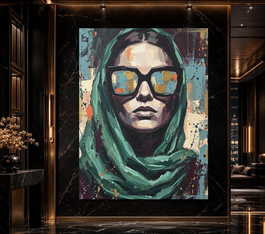 Fashion Woman Wall Art | Sunglasses Canvas Print | Glam Room Decor — Framed Print wall art