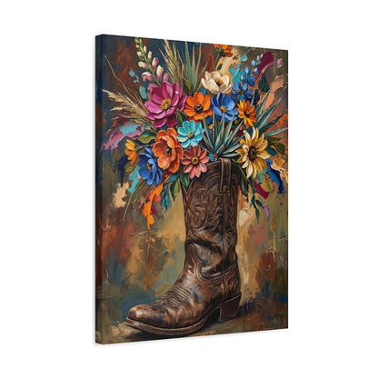 Cowboy Boot Wall Art | Western Floral Canvas Print | Cowgirl Decor — Canvas wall art