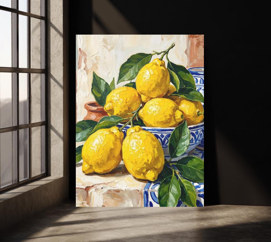 Lemon Kitchen Wall Art | Fruit Canvas Print | Mediterranean Decor — Poster wall art