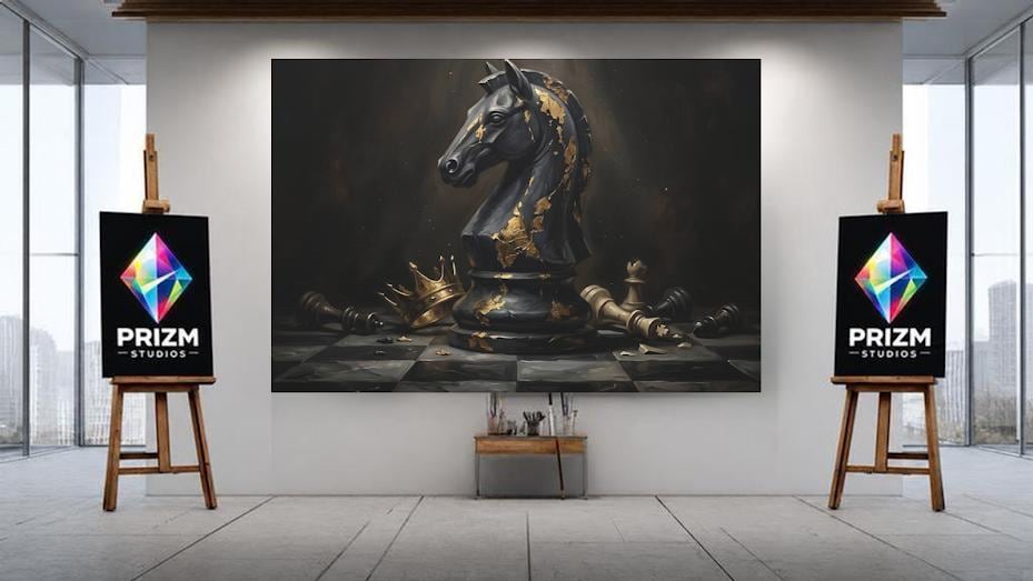 Chess Wall Art Knight Piece | Mens Office Decor | Luxury Game Room Art — Poster wall art