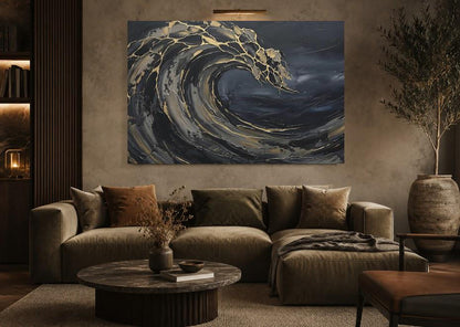 Ocean Wave Wall Art, | Abstract Coastal Wall Art | Moody Beach House Decor — Framed Print wall art