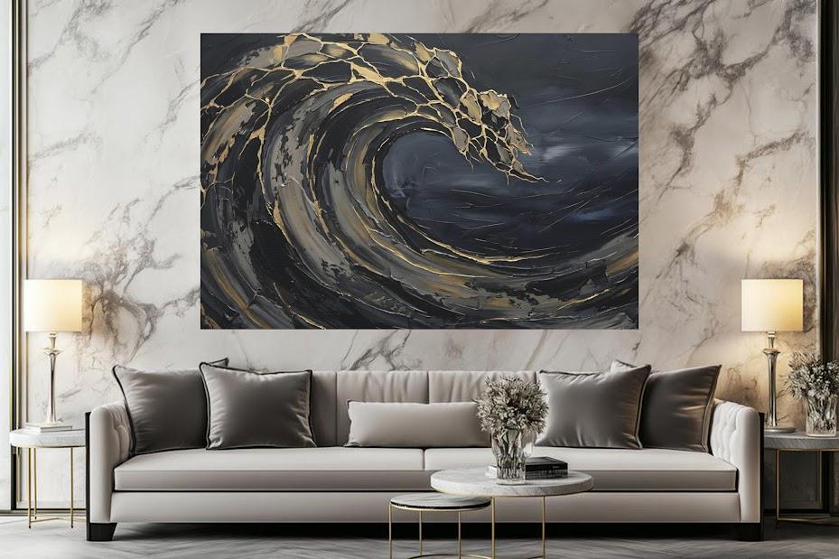 Ocean Wave Wall Art, | Abstract Coastal Wall Art | Moody Beach House Decor — Poster wall art
