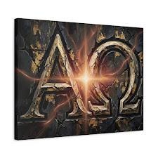 Alpha Omega Canvas Wall Art, Dark Christian Wall Decor, Moody Religious Print — Canvas wall art