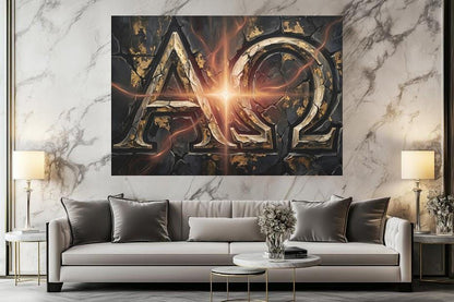 Alpha Omega Canvas Wall Art, Dark Christian Wall Decor, Moody Religious Print — Framed Print wall art
