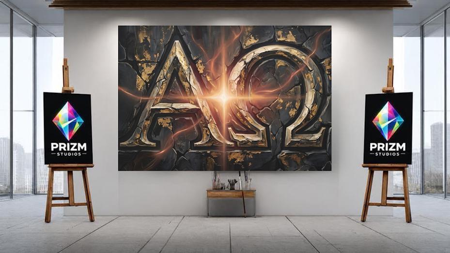 Alpha Omega Canvas Wall Art, Dark Christian Wall Decor, Moody Religious Print — Framed Print wall art