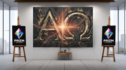Alpha Omega Canvas Wall Art, Dark Christian Wall Decor, Moody Religious Print — Framed Print wall art