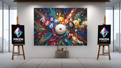 Pool Table Wall Art | Billiards Canvas Print | Game Room Decor — Framed Print wall art