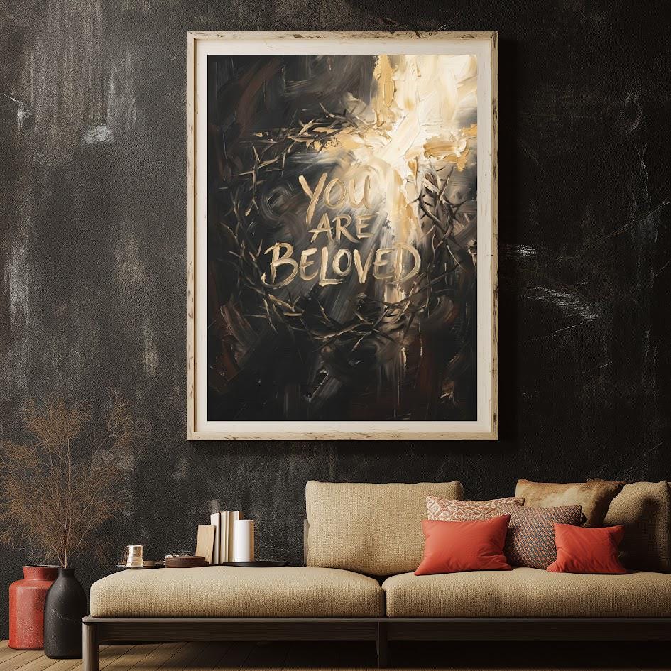 You Are Beloved Wall Art | Christian Canvas Print | Inspirational Faith Decor — Framed Print wall art