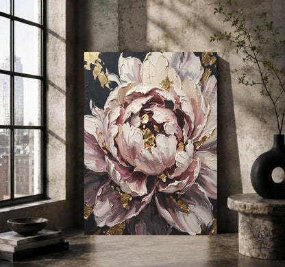 Peony Wall Art | Pink Floral Canvas Print | Elegant Bedroom Decor — Framed Print wall art