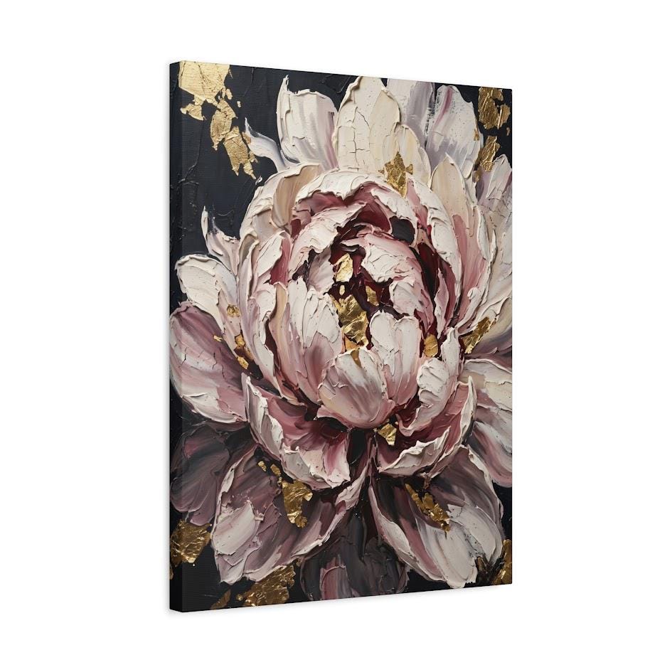 Peony Wall Art | Pink Floral Canvas Print | Elegant Bedroom Decor — Canvas wall art