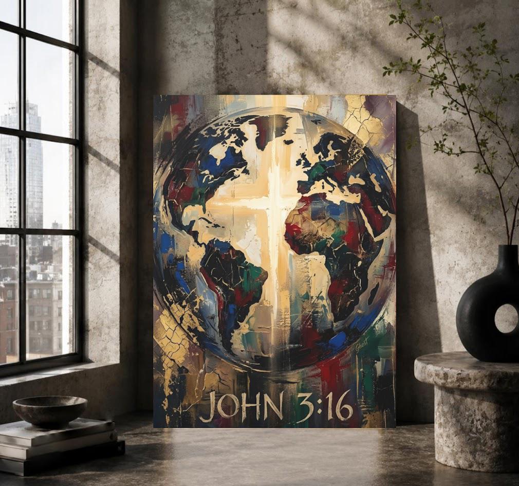 John 3:16 Wall Art | Christian World Canvas Print | Faith Decor — Poster wall art