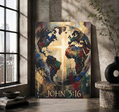 John 3:16 Wall Art | Christian World Canvas Print | Faith Decor — Poster wall art