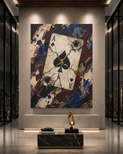 Ace of Spades Wall Art | Poker Room Decor | Casino Canvas Print — Framed Print wall art