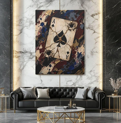 Ace of Spades Wall Art | Poker Room Decor | Casino Canvas Print — Framed Print wall art
