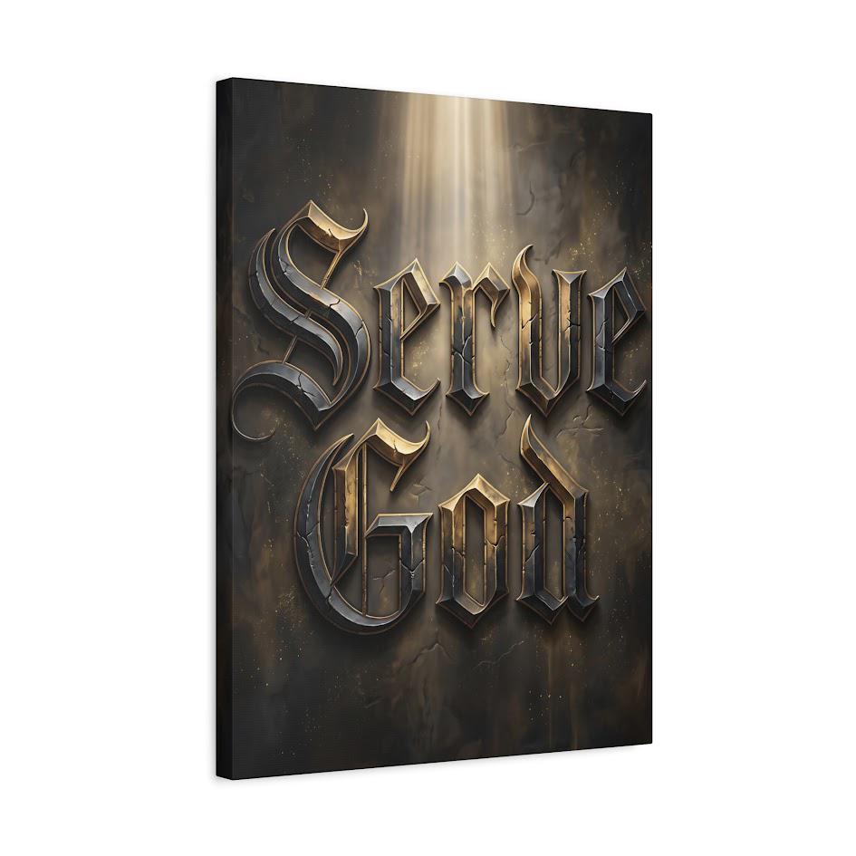 Serve God Wall Art | Modern Christian Canvas | Masculine Office Decor — Canvas wall art