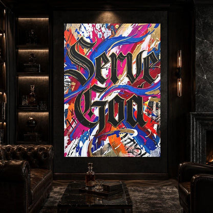 Graffiti Christian Wall Art | Serve God Canvas | Colorful Urban Decor — Framed Print wall art