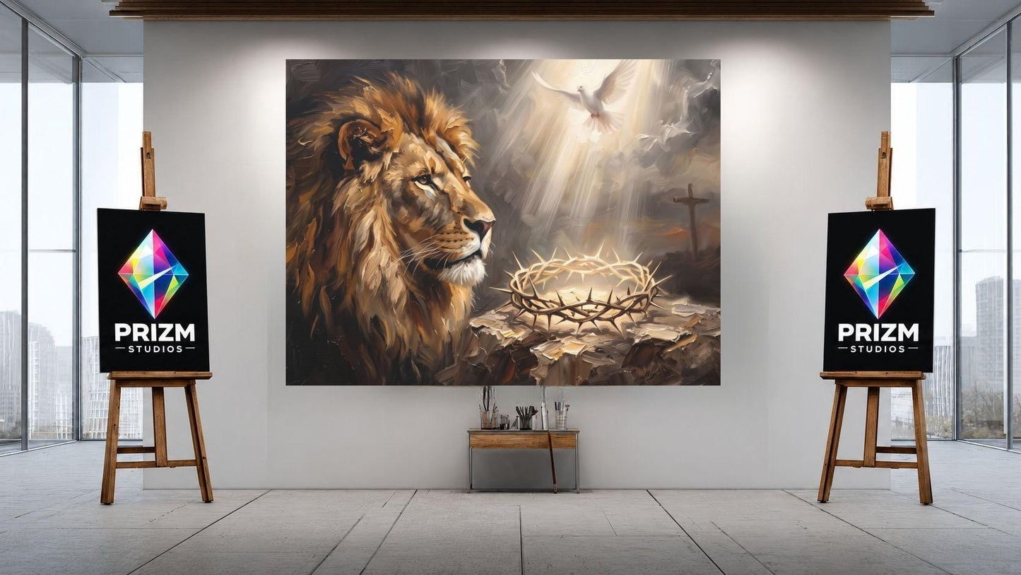 Lion of Judah Wall Art | Crown of Thorns Canvas | Christian Home Decor — Poster wall art