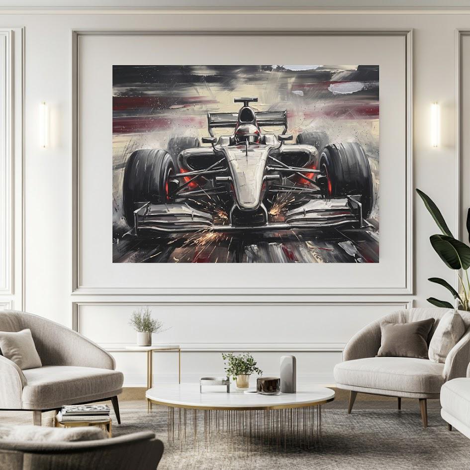 Race Car Wall Art | Formula Car Canvas | Motorsport Decor for Office or Man Cave — Framed Print wall art